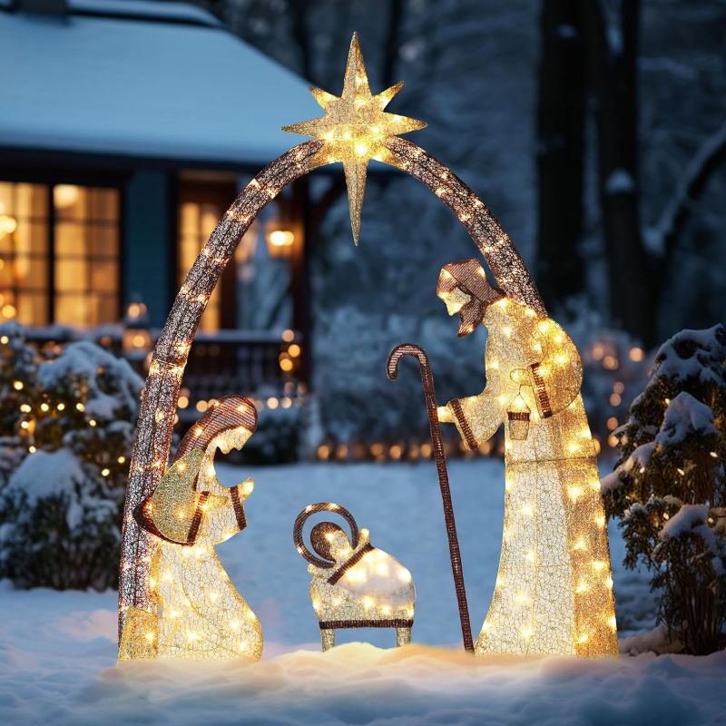 Photo 1 of  Lighted Christmas Outdoor Nativity Scene-Large Light up Nativity Scene Silhouette Indoor Outdoor Christmas Decorations 