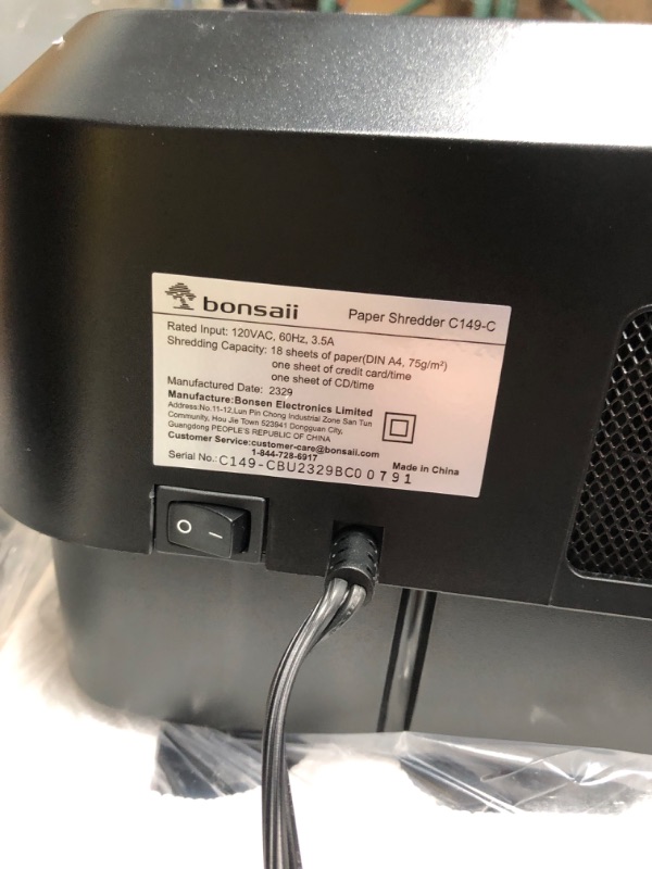 Photo 1 of Bonsaii C149-C Shredder and 24-Pack Lubricant Sheets