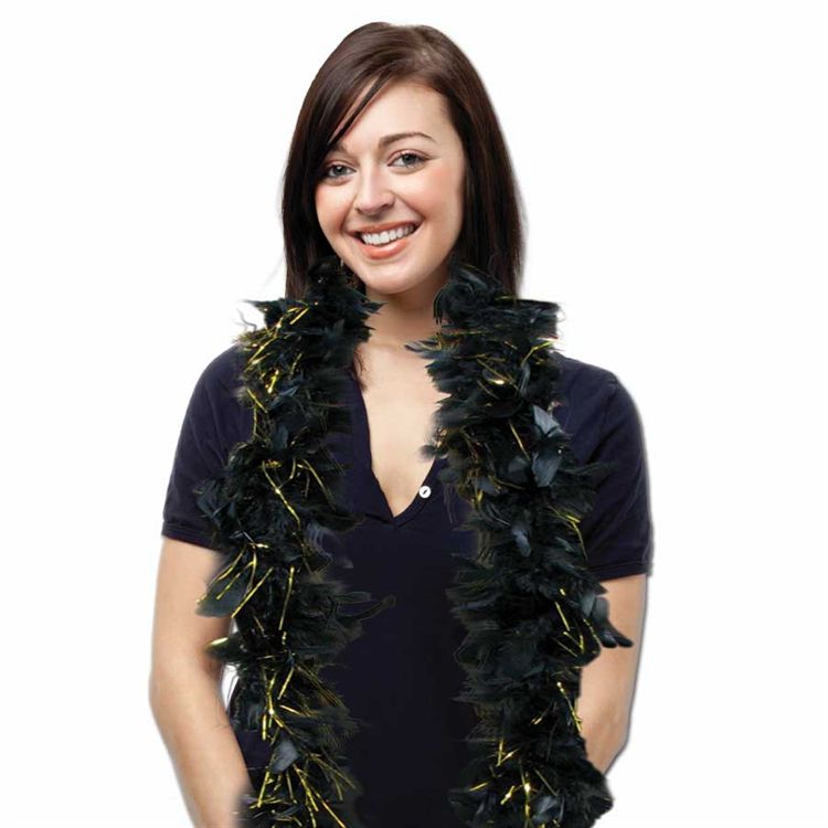 Photo 1 of Black Feather Boa with Gold Tinsel by Windy City Novelties
