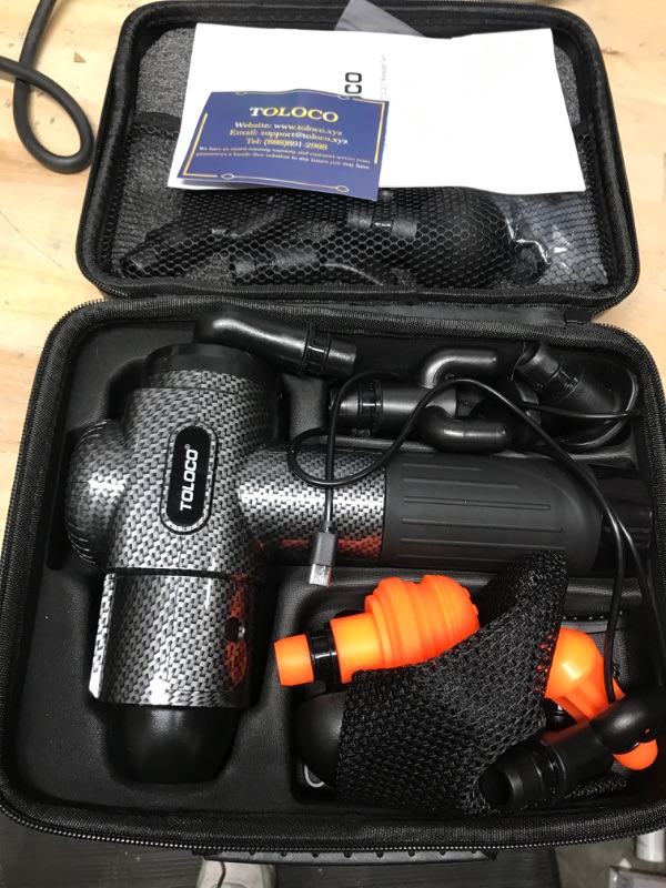 Photo 2 of (READ NOTES) SM Percussion Massage Gun Deep Tissue for Athletes | Cordless Handheld 30-Speed Percussive Muscle Massage Therapy + 6 Heads, LCD Screen & Carry Case | For Back, Neck & Body Pain, & Athlete Recovery (READ NOTES) 
