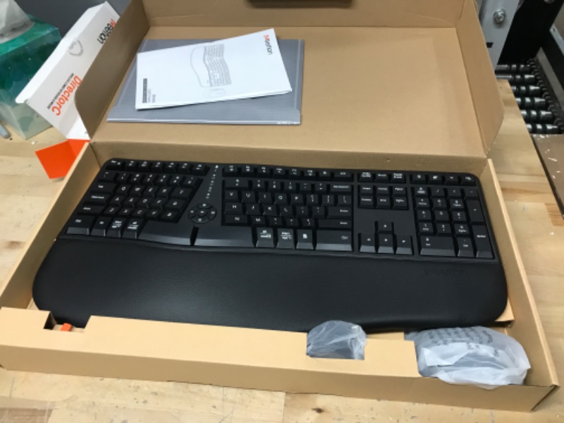 Photo 1 of MEETION Ergonomic Wireless Keyboard and Mouse, Ergo Keyboard with Vertical Mouse, Split Keyboard with Cushioned Wrist, Palm Rest, Natural Typing, Rechargeable, Full Size, Windows/Mac/Computer/Laptop