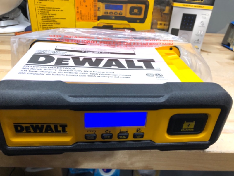 Photo 2 of DEWALT DXAEC100 DXAEC100 Professional 30-Amp Battery Charger and 3-Amp Maintainer with 100-Amp Engine Start, Yellow