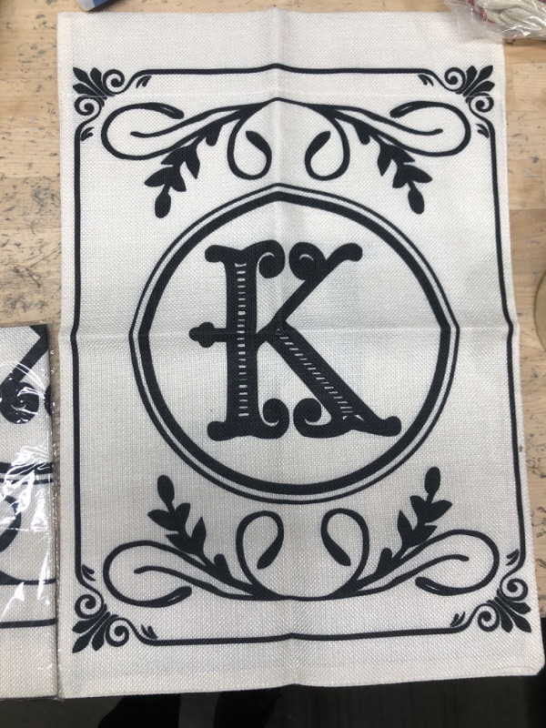 Photo 1 of 2 pack 
AACORS Monogram Initial Letter K Garden Flag 12X18 Inch Double Sided, Last Name Decorative Yard Flag Decor for Outside AG013-12