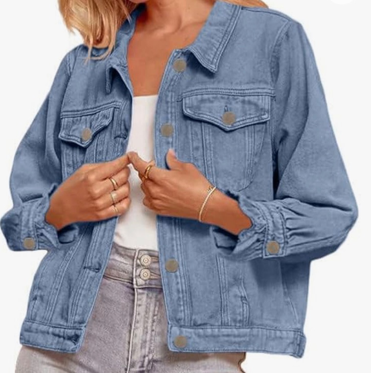 Photo 1 of Size xlarge
 Women's Denim Jackets Button Down Long Sleeve Classic Jean Coat