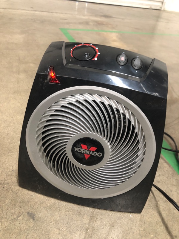 Photo 2 of **POWERS ON BUT PROPELLER SCRAPES INSIDE , NEEDS ADJUSTING**
Vornado VH10 Vortex Heater with Adjustable Thermostat, 2 Heat Settings, Advanced Safety Features, Whole Room, Black VH10 — Adjustable Thermostat Heater