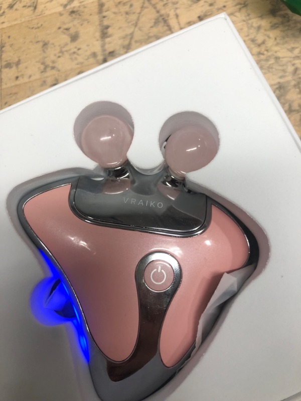 Photo 2 of **ONE ROLLER IS LOOSE, FALLS OFF**
VRAIKO GemGlow Jade Roller & Gua Sha Device, 4-in-1 Face Roller Gua Sha Facial Tools, Face Massager with Red Light Therapy and Thermal, Muscle Relaxation Relieve Fine Lines and Wrinkles (Rose Quartz)