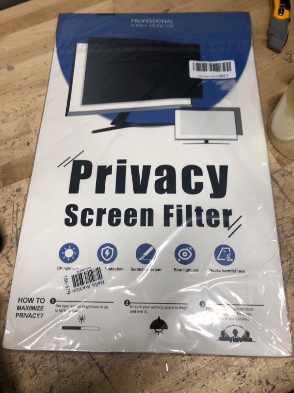Photo 2 of [2-Pack] 24 Inch Computer Privacy Screen Filter for 16:9 Widescreen Monitor, Removable Eye Protection Anti Glare Blue Light Filter Privacy Shield, Anti Spy Screen Protector Film 24 In [2 PACK] 24'' Privacy Screen (16:9)