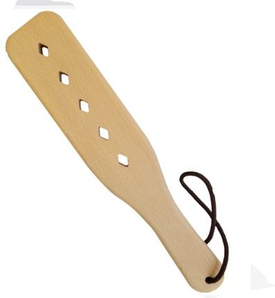 Photo 1 of 13.7" Beech Wooden Paddle with Square Airflow Holes - Made in Ukraine - Ultra Durable and Lightweight Thin Comfortable Handle, Rounded Edges and Smooth Polished Finish