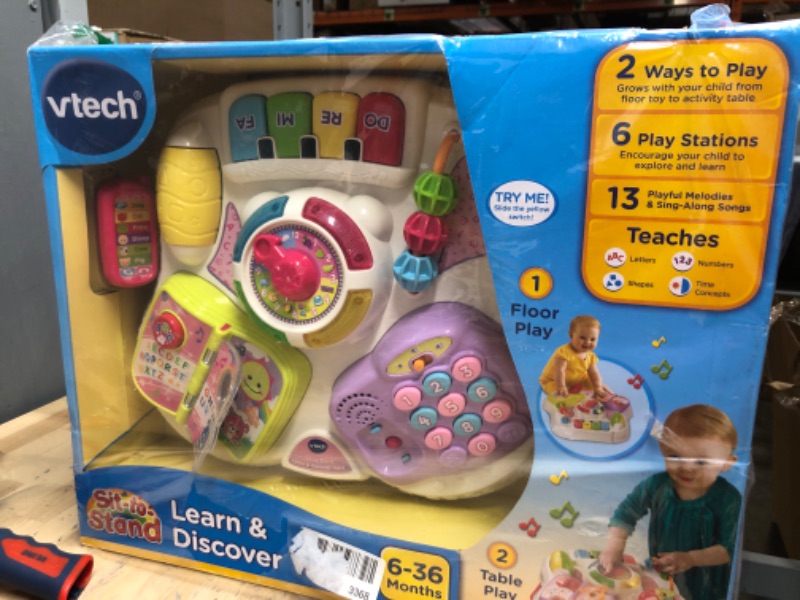 Photo 2 of VTech Sit-to-Stand Learn & Discover Table, Pink & Sit-to-Stand Learning Walker (Frustration Free Packaging), Lavender (Amazon Exclusive)