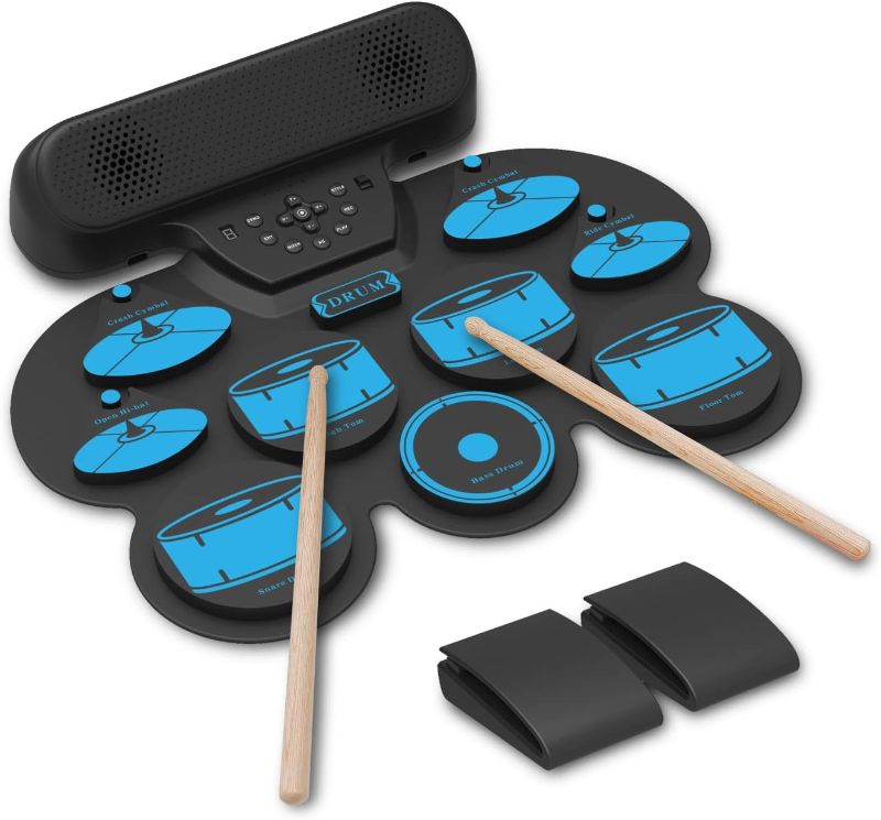 Photo 1 of  **MISSING POWER CORD**
Electronic Drum Set Kids Drum Set Volume Control Electric Drum Set MIDI Drum Pad with 2 Built-in Stereo Speakers, Foot Pedals, Sticks Christmas&...
