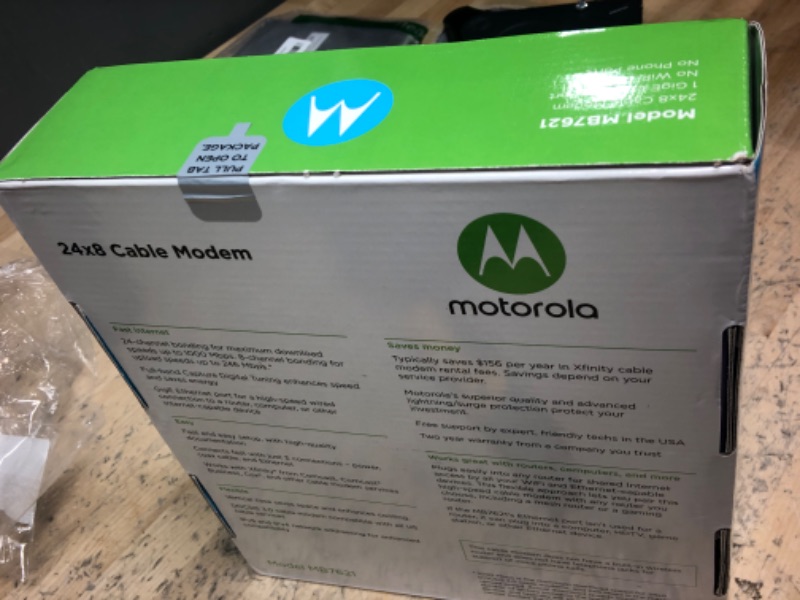 Photo 2 of Motorola MB7621 Cable Modem | Pairs with Any WiFi Router | Approved by Comcast Xfinity, Cox and Spectrum | for Cable Plans Up to 900 Mbps1013187170
