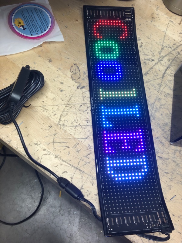 Photo 2 of KJOY USB 5V LED Sign, Bluetooth, App Control, Flexible, Programmable Custom Text Pattern Animation Scrolling Display for Car, Store, Party, Bar, Hotel, Concert, 14.6''x3.6'' 15x4 inch