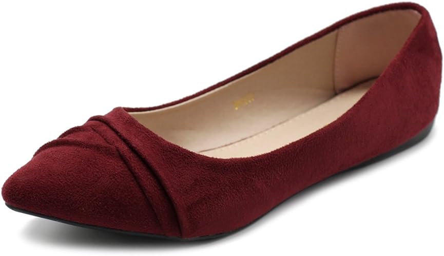 Photo 1 of Ollio Women's Shoe Ballet Dress Faux Suede Pleated Pointed Toe Flat
  11 