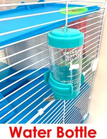 Photo 3 of 2 Levels Habitat Hamster Home Rodent Gerbil Mouse Mice Rat Wire Cage with Complete Set of Accessories (18" L x 12" W x 15" H, Blue) 18" L x 12" W x 15" H Blue