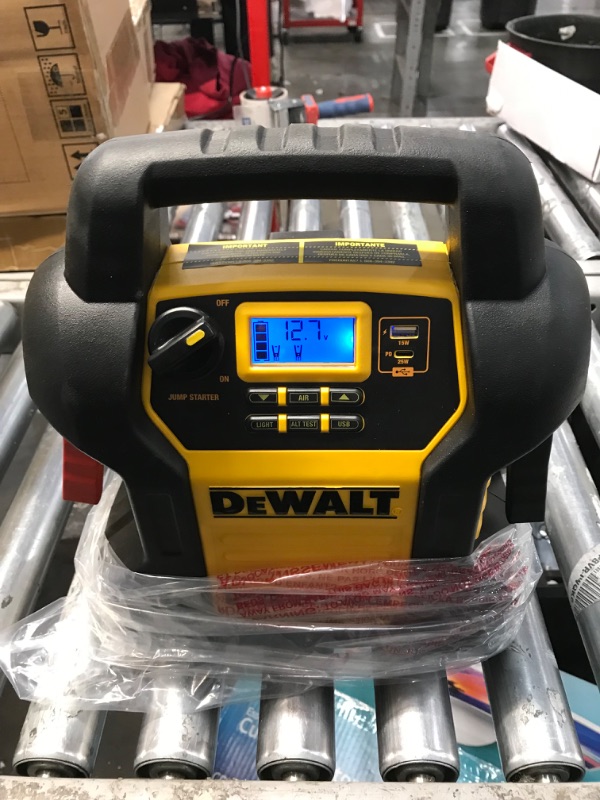 Photo 2 of DEWALT DXAEJ14-Type2 Digital Portable Power Station Jump Starter - 1600 Peak Amps with 120 PSI Compressor, AC Charging Cube, 15W USB-A and 25W USB-C Power for Electronic Devices 1600 Amps