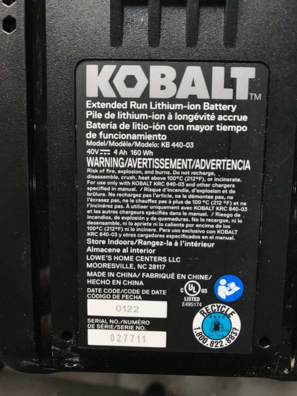 Photo 1 of Kobalt 40-V Max Cordless Brushless Leaf Blower - Battery and Charger Included
