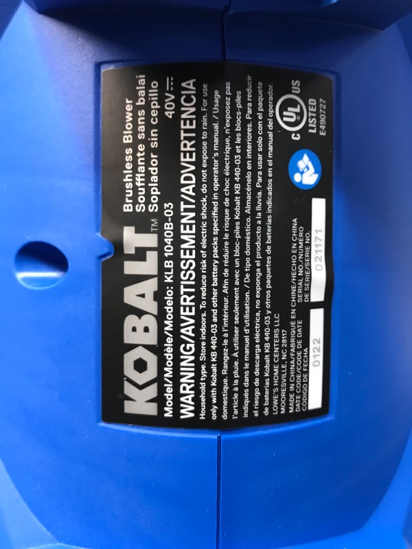 Photo 3 of Kobalt 40-V Max Cordless Brushless Leaf Blower - Battery and Charger Included
