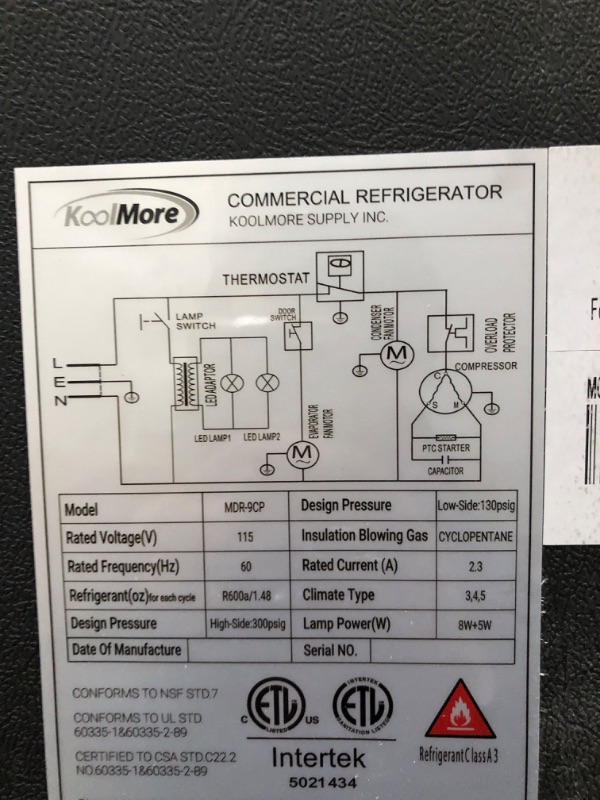 Photo 7 of KoolMore MDR-9CP Display-Refrigerator, 9 cu.ft. Single Swing Door, Black
