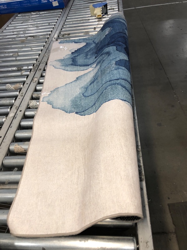 Photo 2 of ReaLife Machine Washable Rug - Stain Resistant, Non-Shed - Eco-Friendly, Non-Slip, Family & Pet Friendly - Made from Premium Recycled Fibers - Abstract Contemporary - Blue, 5' x 7' 5' x 7' Abstract Contemporary - Blue