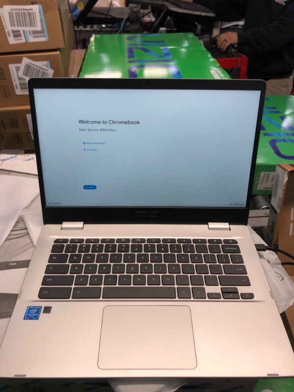 Photo 2 of ASUS C424MA-AS48F Chromebook C424, 14.0" 180 Degree FHD NanoEdge Display, Intel Dual Core Celeron Processor, 4GB LPDDR4 RAM, 128GB Storage, Silver Color, C424MA-AS48F Celeron | 4GB | 128GB