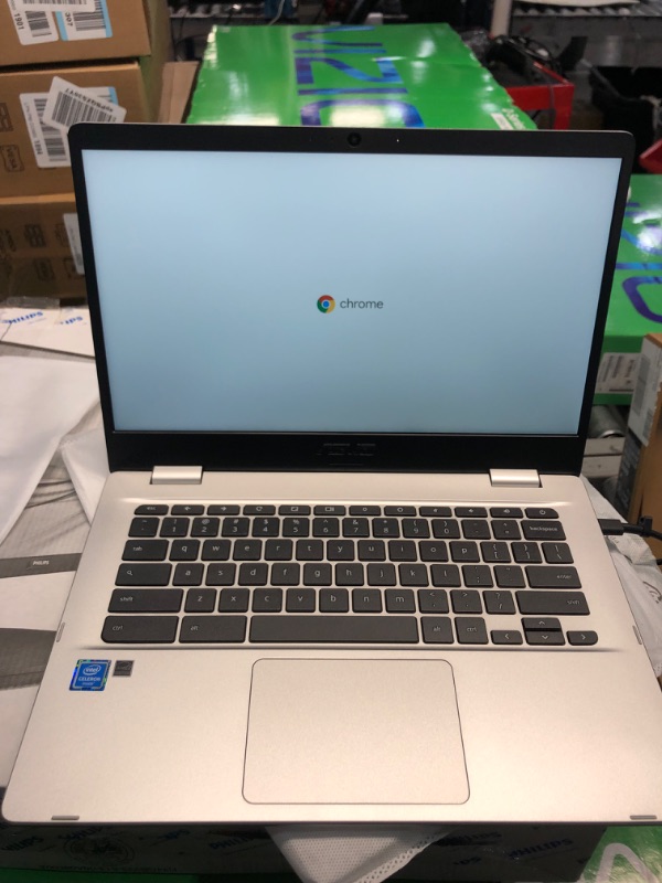 Photo 5 of ASUS C424MA-AS48F Chromebook C424, 14.0" 180 Degree FHD NanoEdge Display, Intel Dual Core Celeron Processor, 4GB LPDDR4 RAM, 128GB Storage, Silver Color, C424MA-AS48F Celeron | 4GB | 128GB