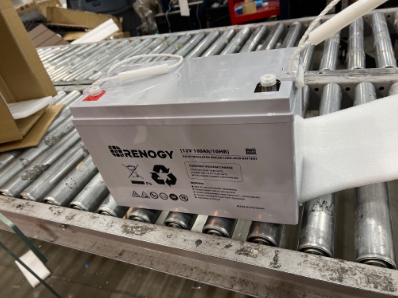 Photo 1 of Renogy Deep Cycle AGM Battery 12 Volt 100Ah, 3% Self-Discharge Rate, 2000A Max Discharge Current, Safe Charge, Appliances for RV, Camping, Cabin, Marine and Off-Grid System, Maintenance-Free, Gray 100Ah Battery