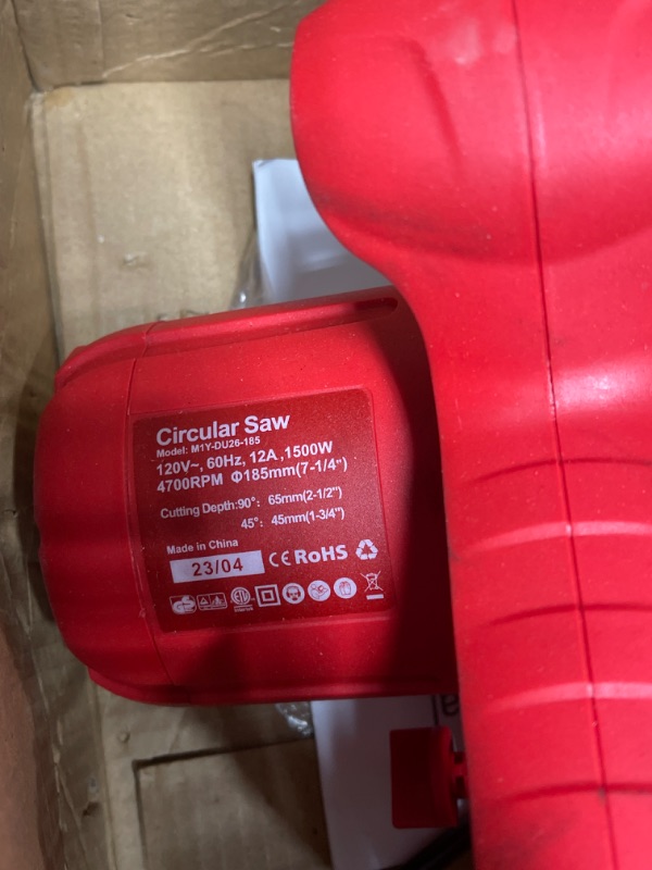 Photo 1 of Circular Saw, 1500W Powerful Circular Saws with Laser Guide, 4700RPM Compact Circular Saw with 2 Saw Blades (24T+ 40T) 0-90° Adjustment, Electric Saw for Wood, Branches, Compressed Boards, PVC Pipes