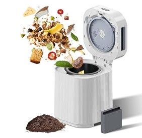 Photo 1 of 2023 Upgraded Electric Composter for Kitchen, 2.5L Smart Countertop Composter Indoor Odorless with UV lamp and Replaceable Carbon Filter, Turn Food Waste and Scraps into Dry Compost Fertilizer (White)