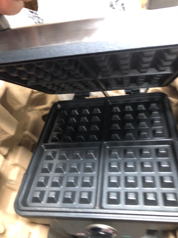 Photo 3 of 4-Waffle Stainless Steel Belgian Waffle Maker with Recipe Book