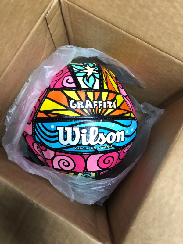 Photo 2 of WILSON Outdoor Recreational Volleyball - Official Size Graffiti Blue/Yellow/Orange/Pink