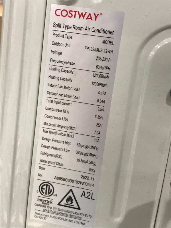 Photo 5 of **INCOMPLETE**Senville LETO Series Mini Split Air Conditioner Heat Pump, 9000 BTU 110/120V, Works with Alexa, White White 9000 BTU 110/120V (BOX 1 OF 2)