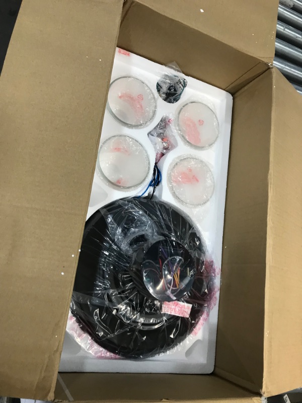 Photo 1 of Craftmade P104FB5-52FBGW Pro Plus 52" Ceiling Fan with LED Lights & Pull Chain, 5 Reversible Flat Black/Greywood MDF Blades, Flat Black 52 Flat Black Ceiling Fan