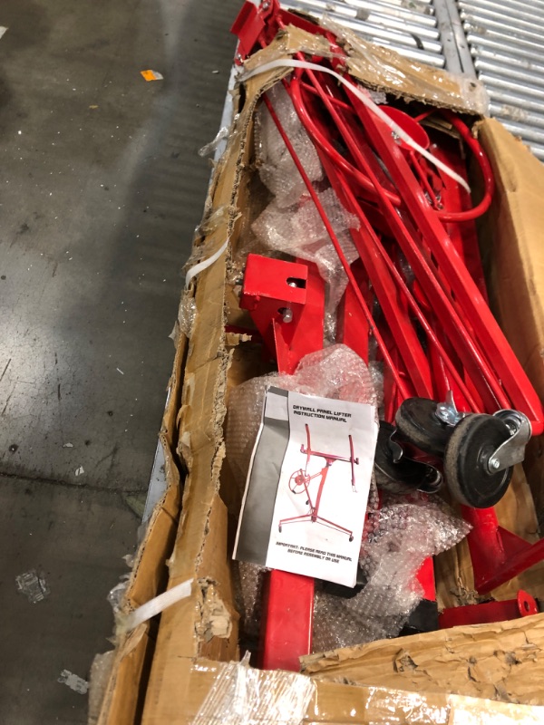 Photo 2 of 11FT Drywall Lifter Panel Hoist Dry Wall Rolling Caster Lifter Construction Tool 150LB Heavy Duty Sheetrock Hoist Holder (Red)… 11FT Red