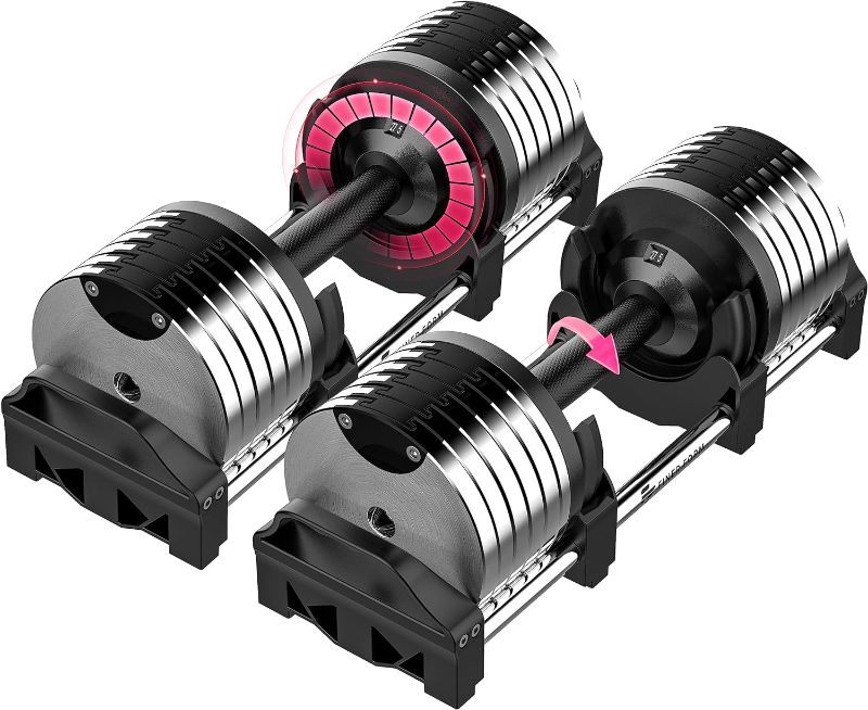 Photo 1 of ++++Finer Form Adjustable Dumbbells 5-32.5 LBs: Save Space with This Female-Friendly Adjustable Dumbbell Set. Go Up Or Down in 2.5 LB Increments with These Adjustable Weights, Sold as A Pair.
