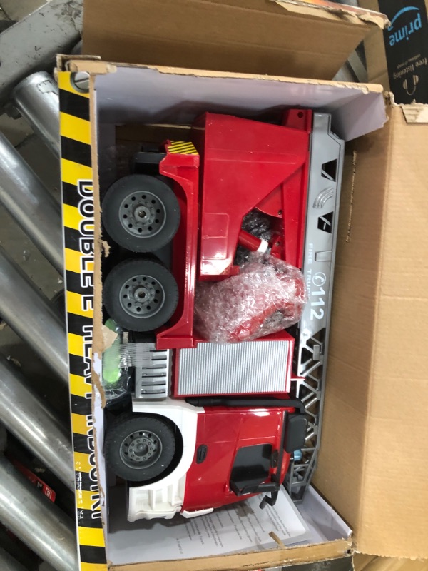 Photo 2 of DOUBLE E Benz Licensed Remote Control Fire Trucks for Kids 10 Channel 1:20 Scale RC Fire Truck Toys Cars Gift 2.4GHz 4WD Real Lights Rechargeable Large Capacity Battery