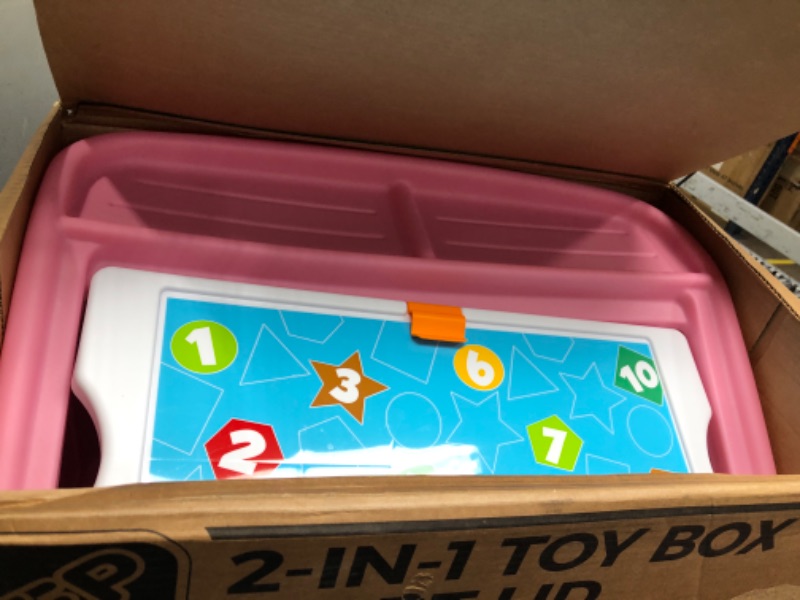 Photo 2 of Step2 2-in-1 Toy Box & Art Lid | Plastic Toy & Art Storage Container, Pink