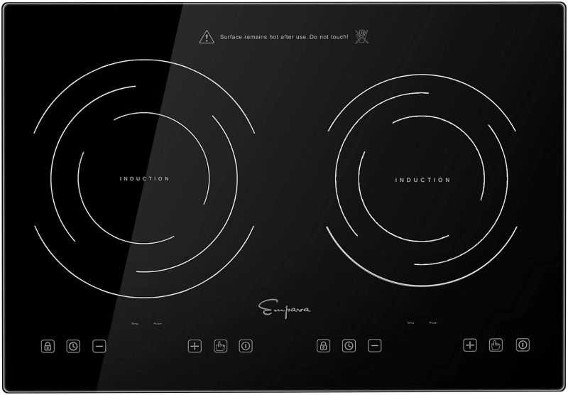 Photo 1 of **See notes**Empava IDC12B2 Horizontal Electric Stove Induction Cooktop with 2 Burners in Black Vitro Ceramic Smooth Surface Glass 120V, 12 Inch & COSMO COS-2413ORM1SS Over the Range Microwave Oven