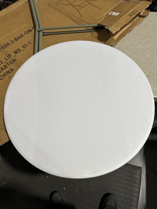 Photo 1 of ***DAMAGED READ NOTES***EMMA + OLIVER 2.6-Foot Round Granite White Plastic Bar Height Folding Event Table