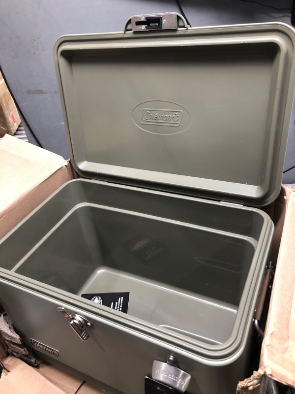 Photo 3 of *Dented* Coleman Ice Chest | Reunion 54 Quart Steel Belted Cooler Midnight