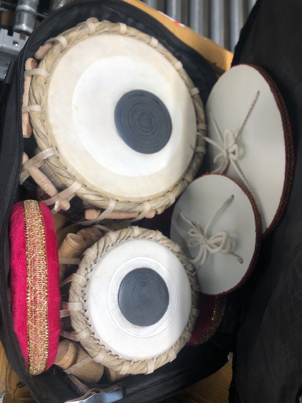 Photo 5 of MAHARAJA Basic Tabla Set, Student Tabla Set, Steel Bayan, Dayan, Hammer, Cushions & Cover - Perfect Tablas for Students and Beginners on Budget, Tabla Drums, Indian Hand Drums (PDI-IB)