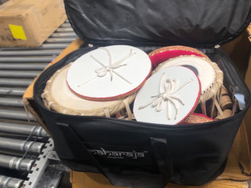 Photo 4 of MAHARAJA Basic Tabla Set, Student Tabla Set, Steel Bayan, Dayan, Hammer, Cushions & Cover - Perfect Tablas for Students and Beginners on Budget, Tabla Drums, Indian Hand Drums (PDI-IB)