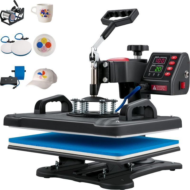 Photo 1 of VEVOR Heat Press, 5 in 1 Heat Press Machine Machine 12x15, Clamshell Sublimation Transfer Printer Fast Heat-up, Digital Precise Temperature Control, Vinyl Heat Press for T-Shirt Plate Mug Cup, 900W