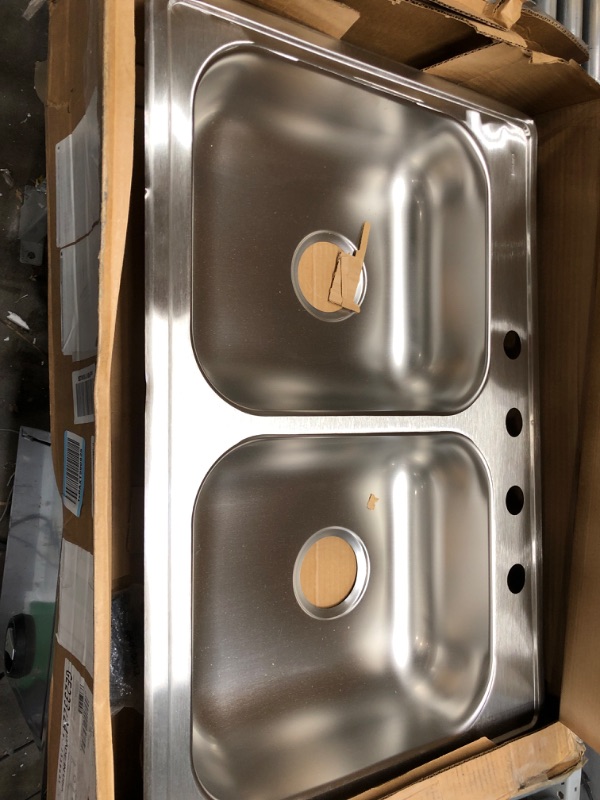 Photo 2 of * SEE NOTES* Elkay GE233224 Dayton 33" Stainless Steel Kitchen Sink, 50/50 Double Bowl, Satin