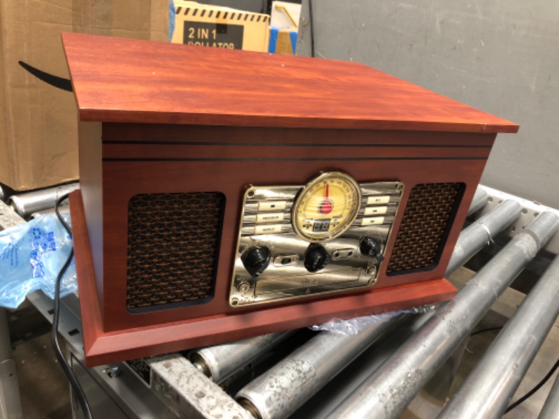 Photo 2 of *TESTED* Record Player, Retro Wooden Music Centre Hi-Fi with Remote Control Record Player, CD Player Cassette Player FM/AM Radio USB AUX