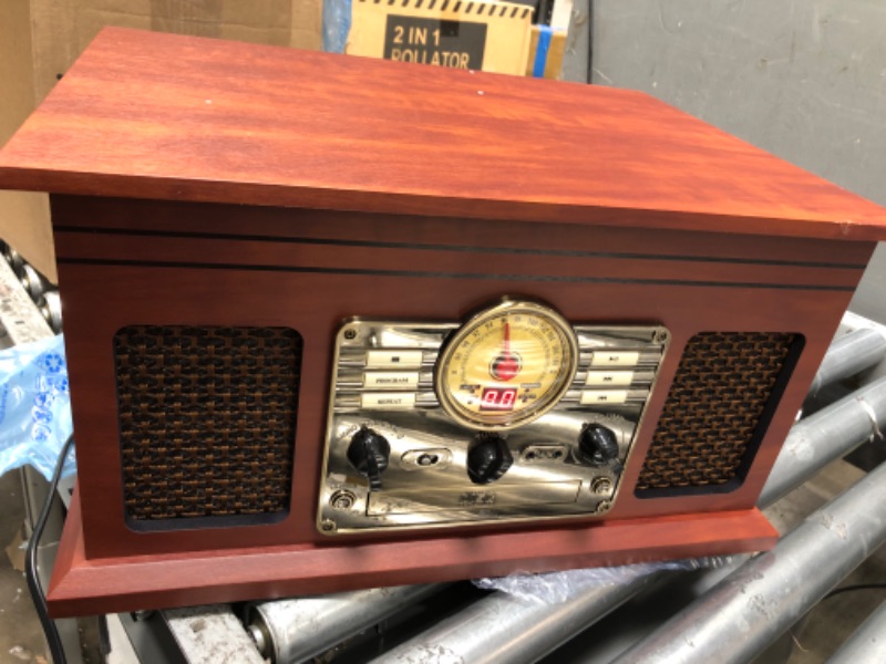 Photo 3 of *TESTED* Record Player, Retro Wooden Music Centre Hi-Fi with Remote Control Record Player, CD Player Cassette Player FM/AM Radio USB AUX