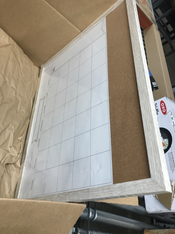 Photo 2 of TORASO Whiteboard Calendar, Magnetic Surface Combination Dry Erase White Board & Bulletin Board, White Wood Framed/Calendar/Cork Combo Board, 18" x 22"(ZHYL-WH-4555) White 18“×22”