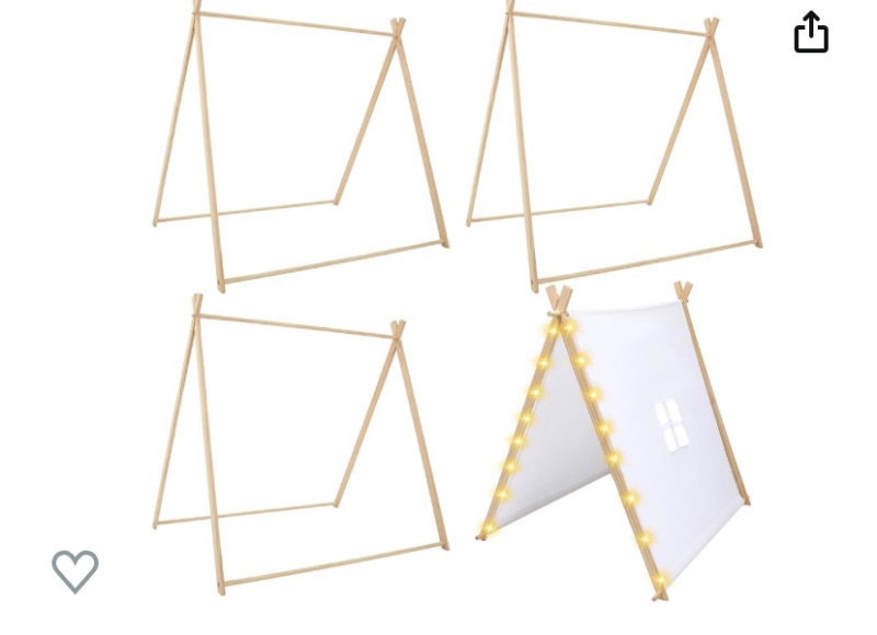 Photo 1 of  Wooden Tent Frames A Frame Teepee Wood Tent Frames for Kids Indoor Outdoor Party Sleepover Play Room