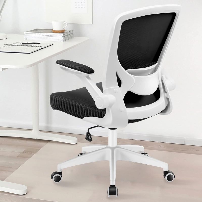 Photo 1 of SANDSXZHQ Ergonomic Office Chair Computer Desk Chair Desk Chair Ergonomic Office Chair Adjustable and Swivel Fabric Mesh Chair with Comfortable Lumbar Support Ergonomic Desk Chair (Color : White)