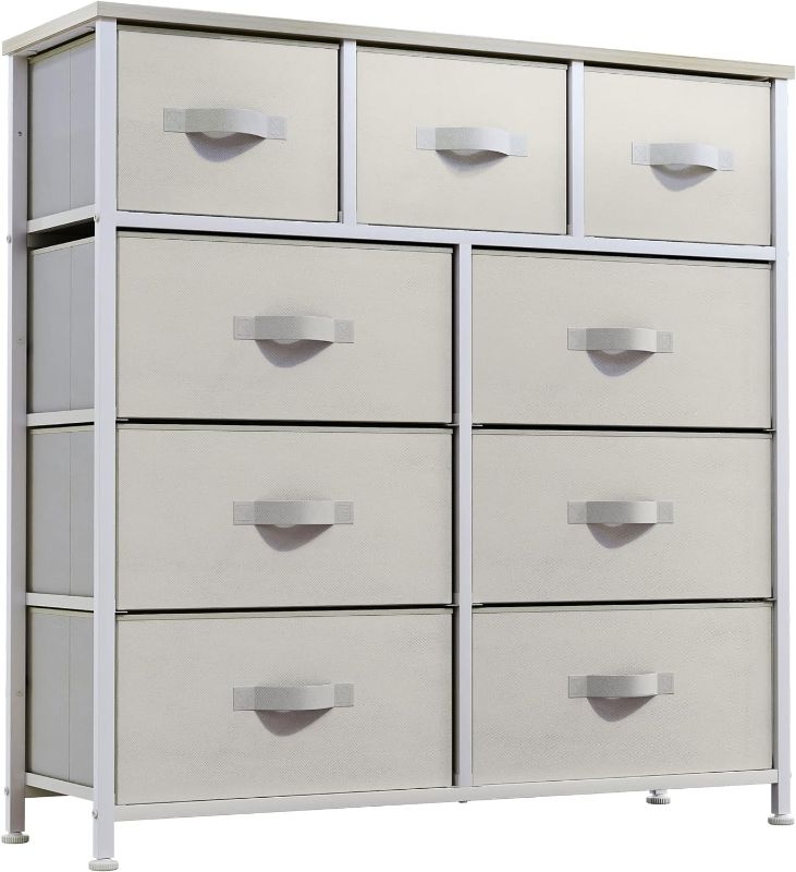 Photo 1 of **GREY NOT WHITE !! YITAHOME Dresser with 9 Drawers - Fabric Storage Tower, Organizer Unit for Living Room, Hallway, Closets - Sturdy Steel Frame, Wooden Top & Easy Pull Fabric Bins (Cream White)
