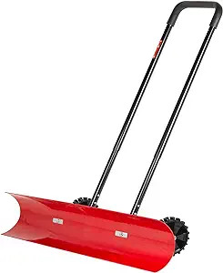 Photo 2 of 38 Inch Snow Shovel for Driveway, Brewin SnowPro Bi-Direction Heavy Duty Snow Pusher with Wheels and Angled Blade for Efficient Snow Removal, Back Saver Snow Plow for Dorway Sidewalk - Big Wheels
